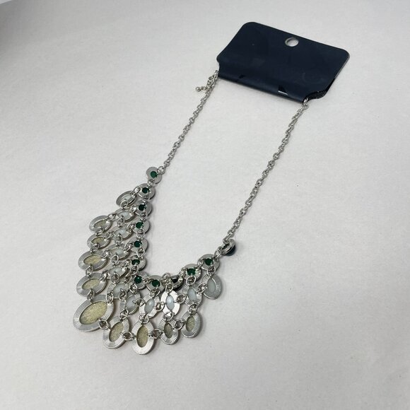 New York & Company Statement‎ Bib Necklace Y2K Faceted Green Christmas Party - Picture 6 of 7